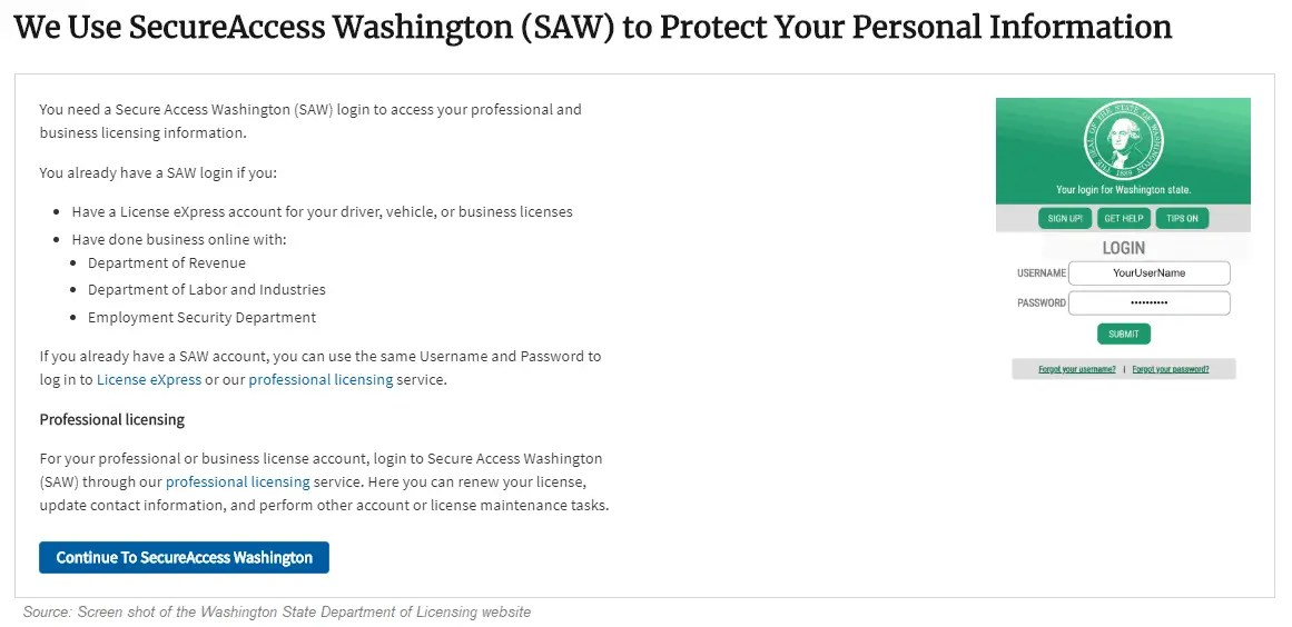 Washington SecureAccess (SAW) for notary public registration