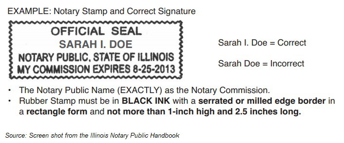 Illinois Notary Public Handbook- Notary Seal Example