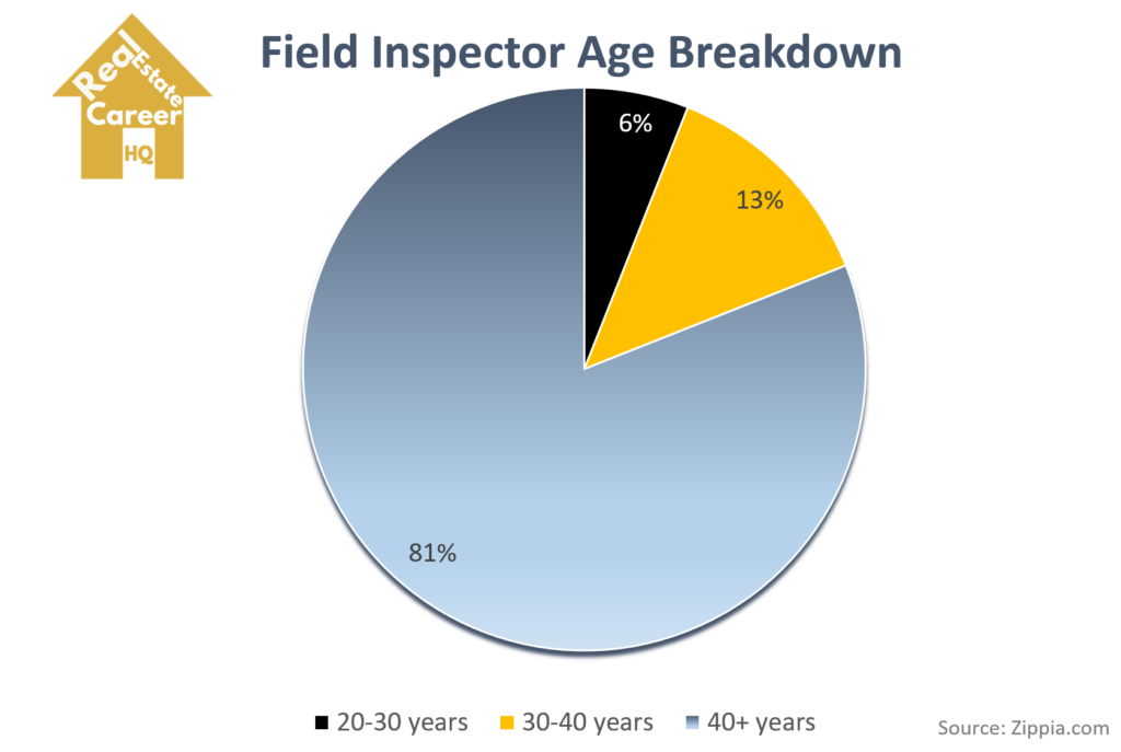 Pie chart on field inspectors age breakdwon