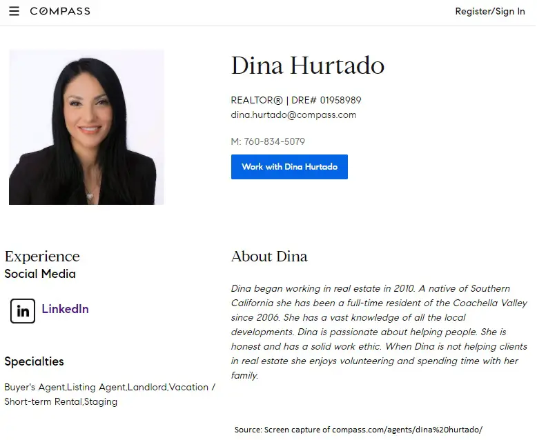 Dina Hurtado real estate agent website