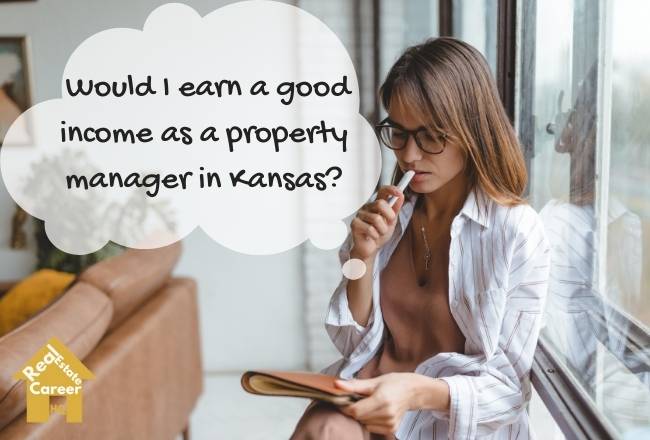 Career seeker thinking about the income potential to be a property manager in Kansas