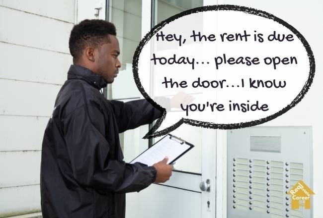 Property manager picking up rent payment in person