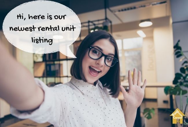 Property manager doing video tour for rental ad