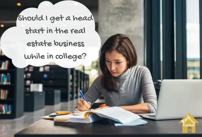 college student thinking to become a real estate agent