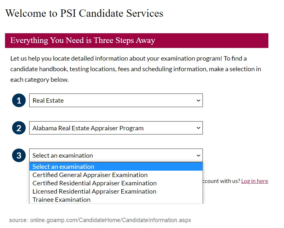 PSI Real Estate Appraiser Exam Registration