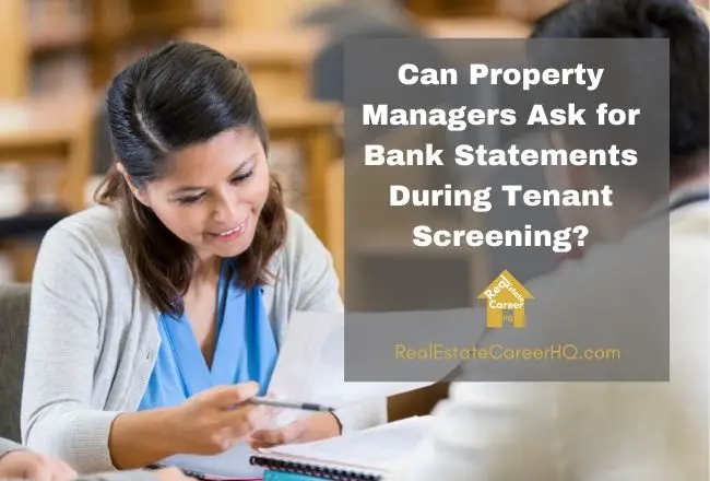 Property manager reviewing tenant's bank statement