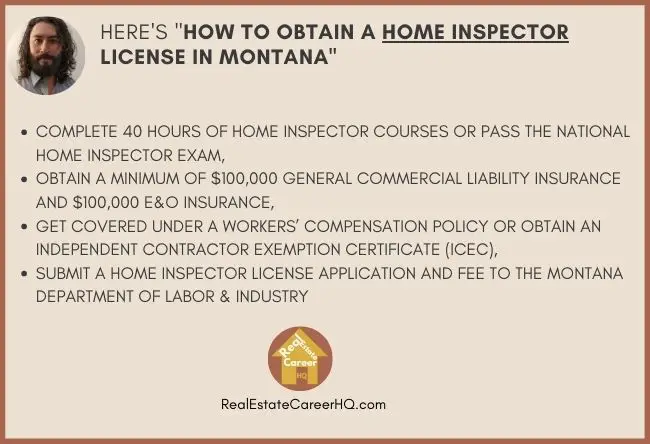 Montana home inspector license requirement